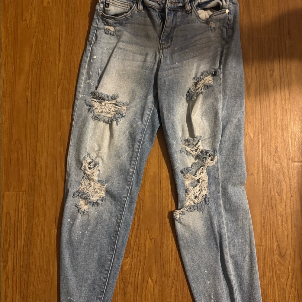 Judy Blue Light Blue Distressed Skinny Jeans
